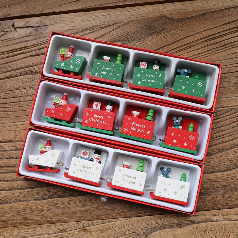 Детская рождественская игрушка 6 шт. деревянный мини поезд семейный домашний