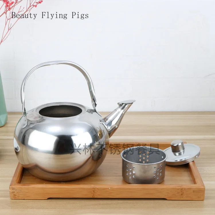 Толстый изысканный чайник из нержавеющей стали желтый с быстрым нагревом для