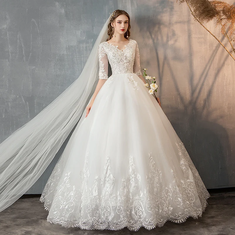 Женское платье с V-образным вырезом винтажное кружевное свадебное элегантный