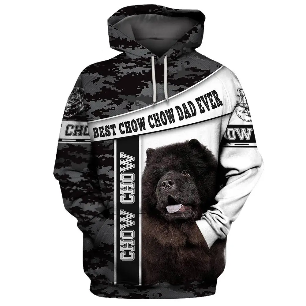 

CLOOCL Chow Chow Black Hoodie 3D Graphic Best Dog Ever Hoodies Fashion Splicing Casual Pullover Sportswear Men Clothing Asian Si