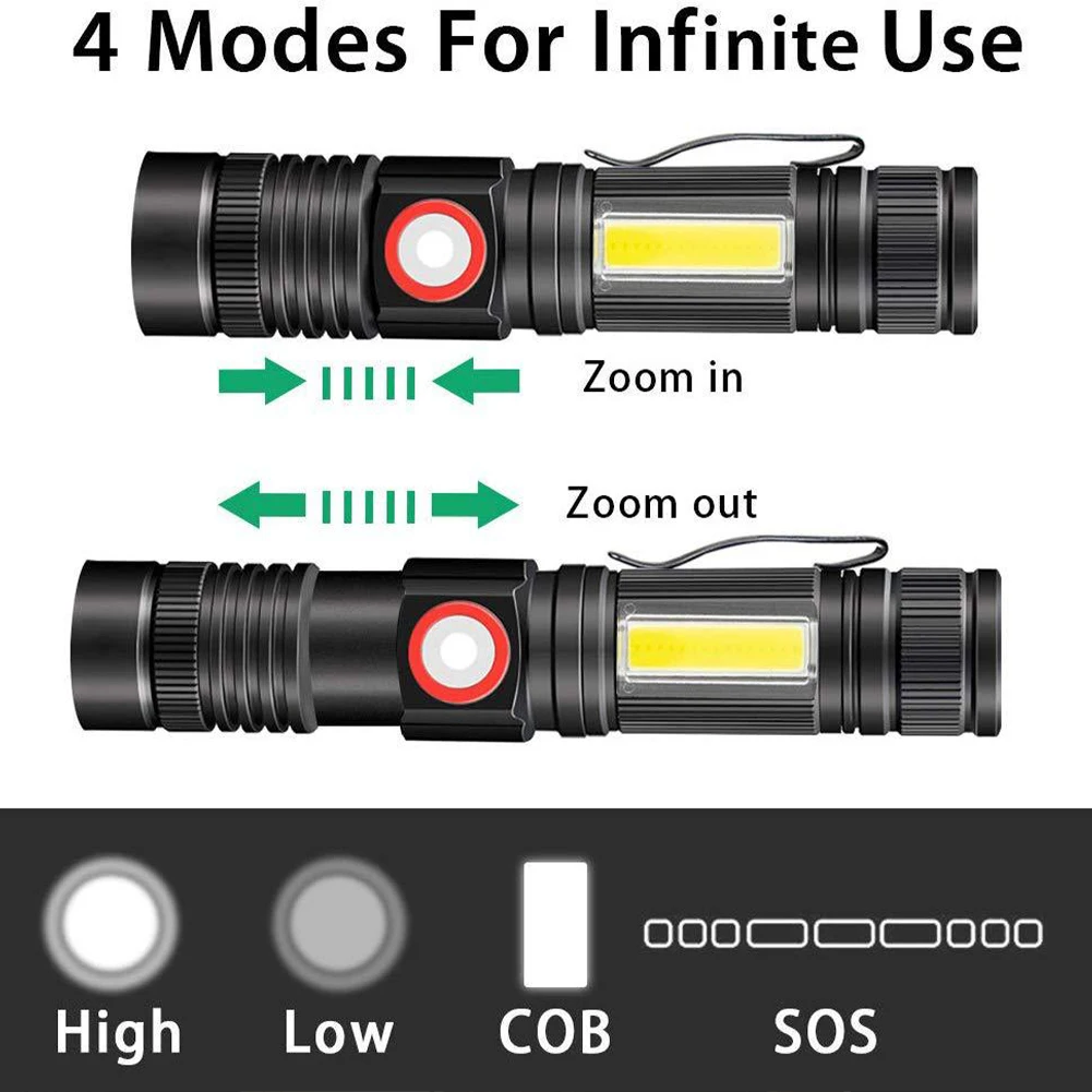 

Led Flashlight For Camping Mini Magnetic Base Pen Clip USB Rechargeable Car USB Rechargeable Multi-Function Flashlight
