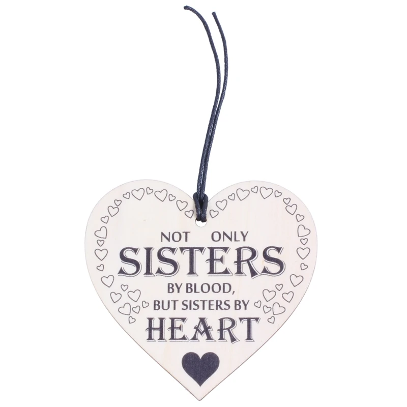 2 Pcs Heart Shaped Wooden Hanging Plaque Love Gift Sign: 1 Sisters By Best Sister &amp My Children Having Yo |