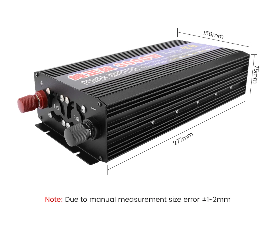 AIYIMA 3000 Вт Чистая синусоида Инвертор DC12V/24 В к AC110V220V 50 Гц автомобильный инвертор преобразования усилитель двойной цифровой дисплей