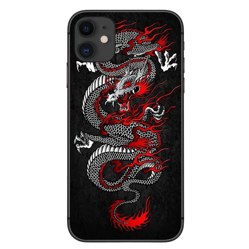

Fashion Vintage Chinese Dragon Print Phone Case for IPhone 12 11 Pro MAX Mini 6S 6 7 8Plus SE2020 Soft Silicone Back Cover Shell