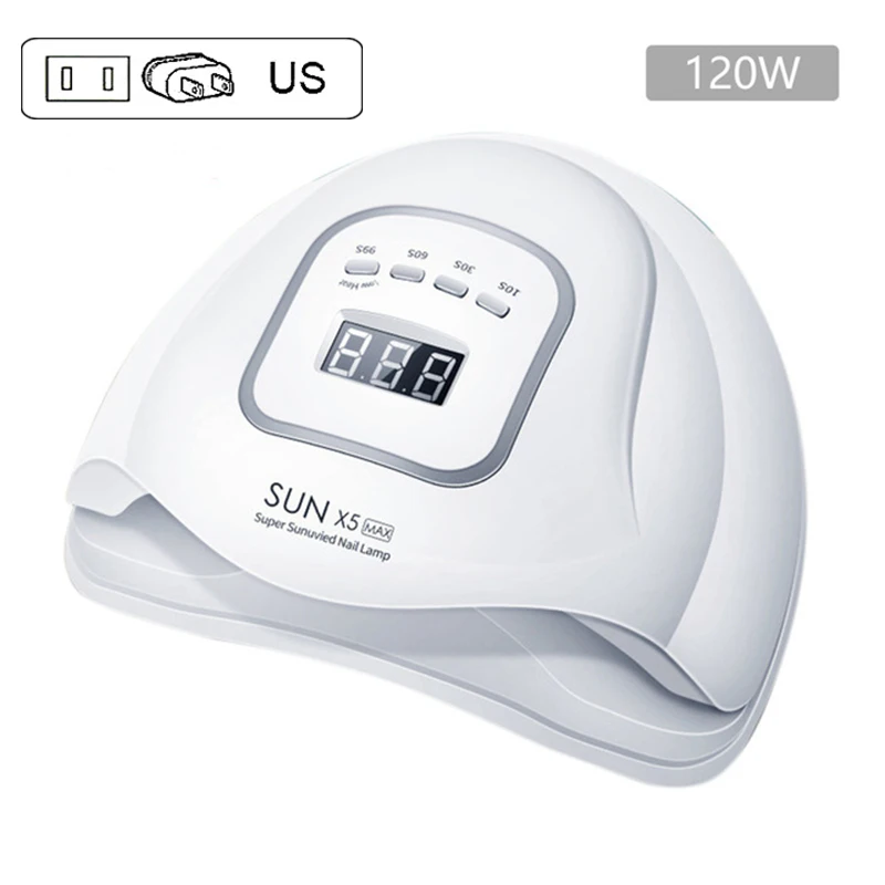 SUNX5 MAX (US Plug) SUN BQ5T 72 Вт Светодиодная УФ-лампа для ногтей для сушки гель-лака Сушилка для ногтей ЖК-дисплей высокая пудра Авто зондирующая лампа для всех гелей - Цвет: SUNX5 MAX (US Plug)