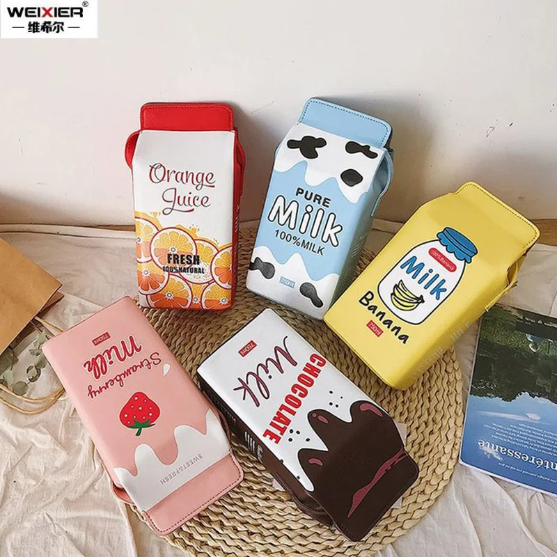 

Милая коробка для напитков, женская сумка через плечо, милая молочная сумка с мультяшным принтом, женская дизайнерская Маленькая женская су...