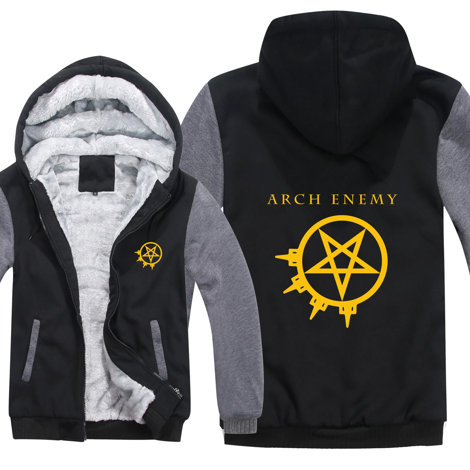

2020 NEW Winter Metal Rock Band for Arch Enemy Hoodies Men Fashion Coat Wool Liner Jacket Sweatshirts Hoody x2
