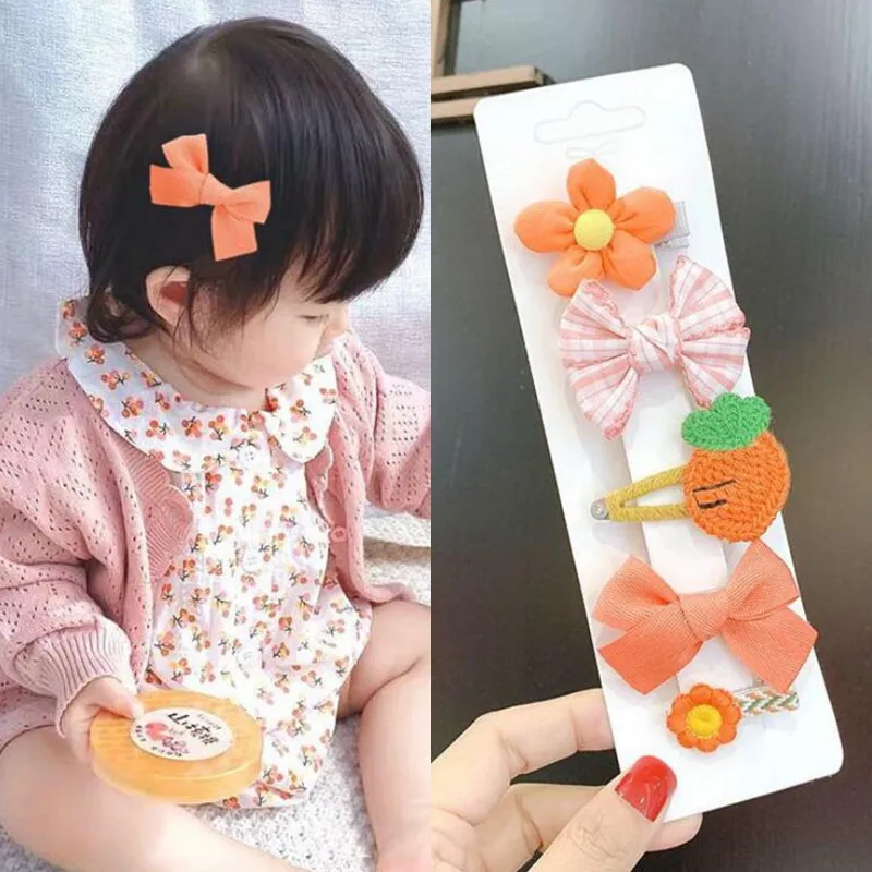 

5pcs Safe Hair Clips for 1.5-4 Years Old Girls Cute Hair Bows Flower Animal Barrettes Toddlers Teens Hairpins Girls Headdress