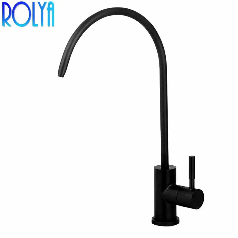 Матовый черный кухонный смеситель для обратной воды ROLYA 1/4 дюйма фильтрация кран