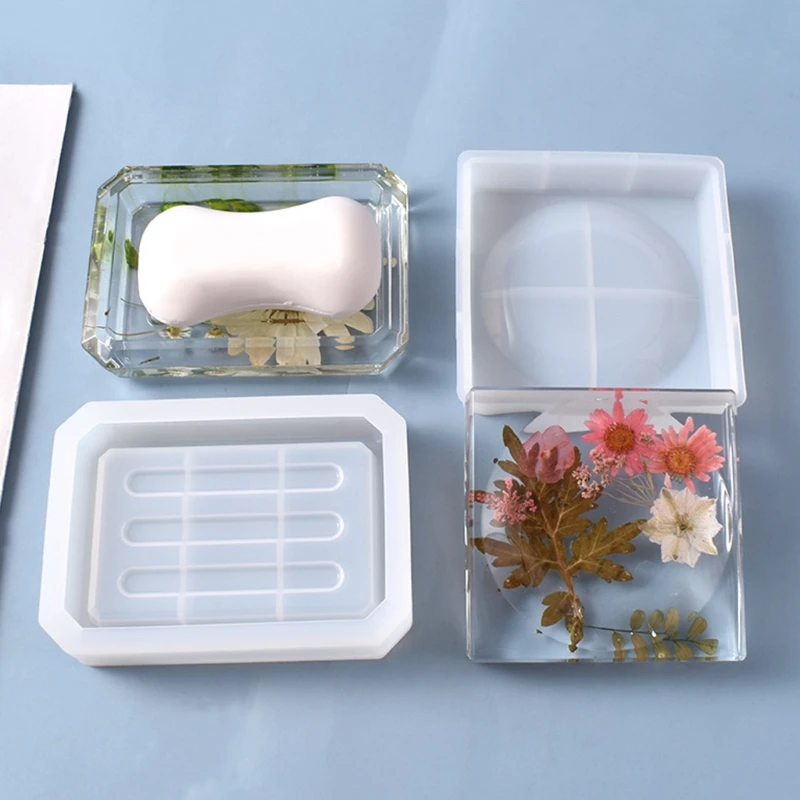 

DIY Crafts Container Crystal Epoxy Resin Mold Soap Storage Box Silicone Mould