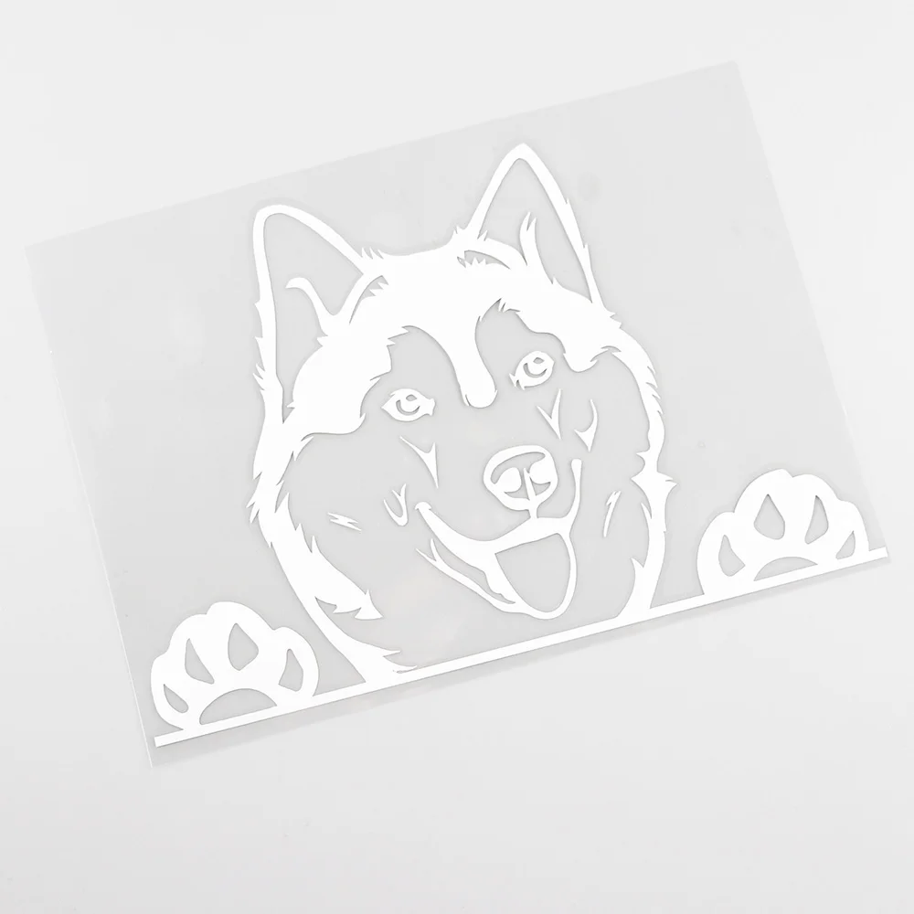 

Popular Car Stickers Cute Husky Dog Peeking Decal Vinyl Fashion Car Sticker Black/Silver for Car Window Car Decal 17.5CMX11.7CM