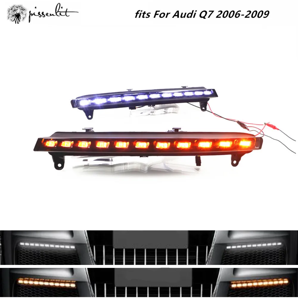 Fits For Audi Q7 2006-2009 Car Accessories White Lights Daytime Running Light Yellow Turning Light LED fog light vehicle lights