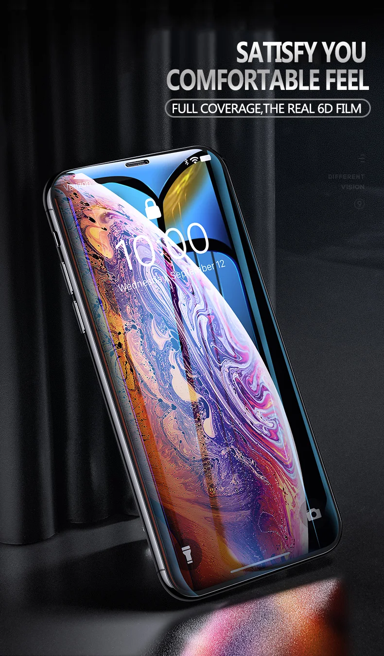 XSDTS 6D изогнутое полное покрытие из закаленного стекла для iPhone 11 Pro X XS Max XR 10 8 7 6 6s Plus Защитная пленка для экрана