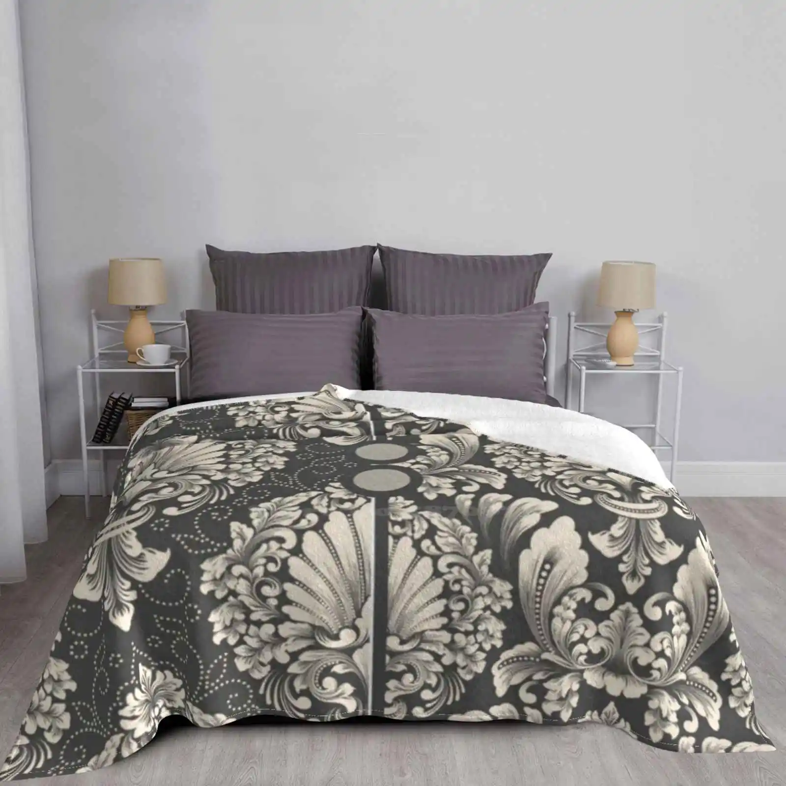 Дамасский бесшовный узор Лидер продаж домашнее фланелевое одеяло цветочный