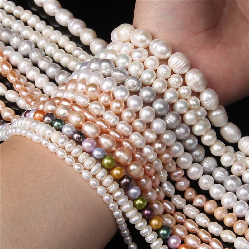 

45 Kinds Of Fine 100% Natural Freshwater Pearl Irregular Rice Shape Beads For Jewelry Making DIY Elegant Bracelet Necklace 14"