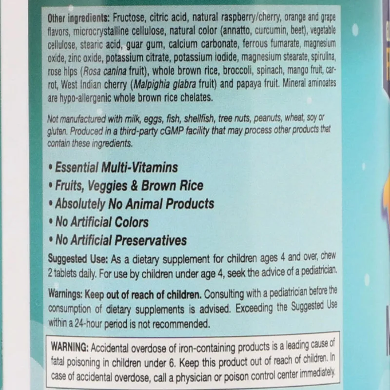

Children's vitamin vegetarian chewable tab, fruit flavor, 180 tab