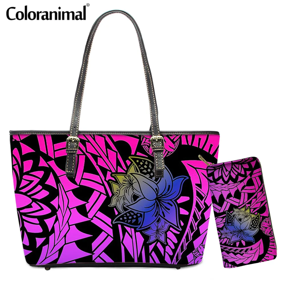 Coloranimal Самоанская с цветочным принтом женская сумка-тоут Сумки из натуральной