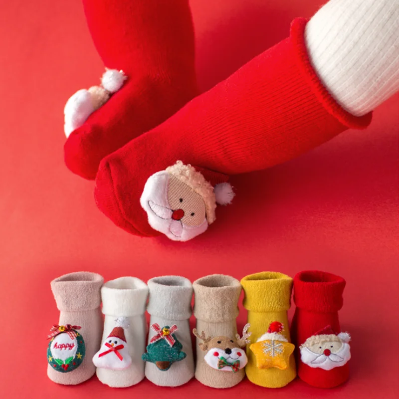

Winter Baby Christmas Socks Kids Children's Socks for Girls Boys Thicken Cotton Toddlers Newborns Infant Short Socks