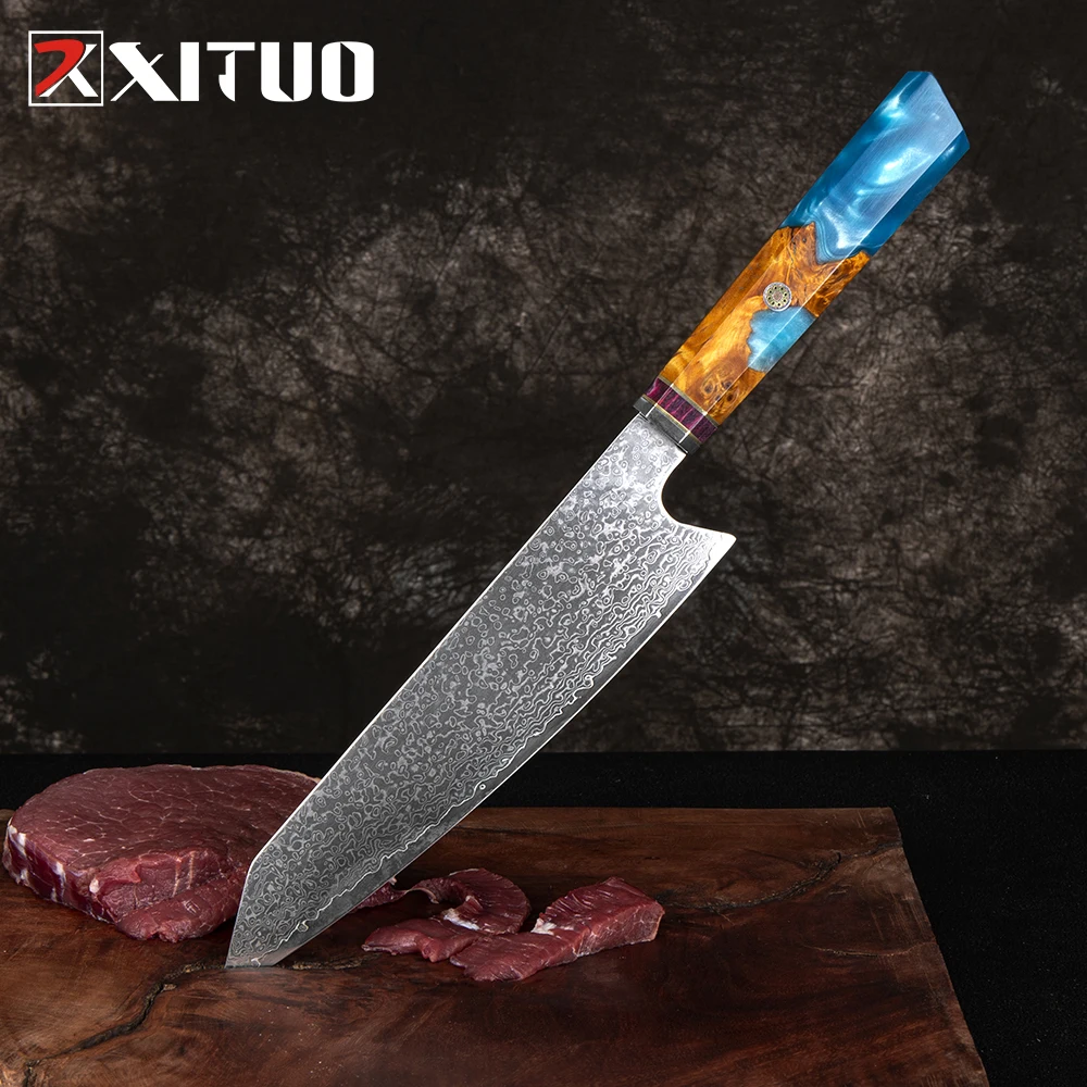 

XITUO Kiritsuke Knife Damascus 8 Inch Japanese Chef Knifes VG10 Razor Sharp Meat Cleaver Slicing Kitchen Knives Cooking Gift Box