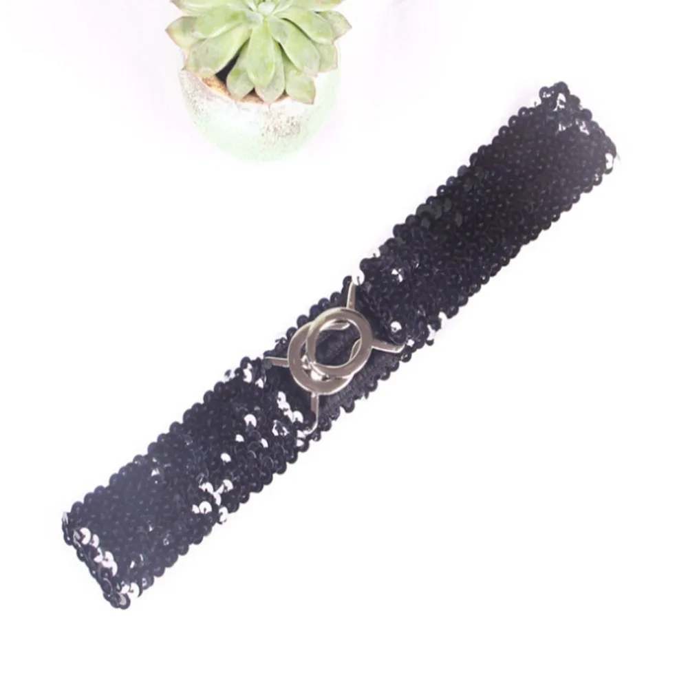 Корейская версия Модные женские блестящие эластичные пряжки пояс Женские