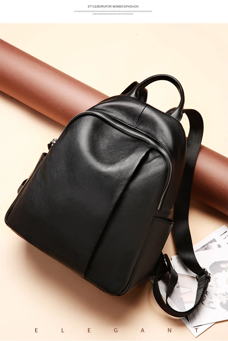 Fashion Both Shoulders Backpack Women Genuine Leather Women's All-match Cowhide Travel School Bags For Teenage Girls Backpacks