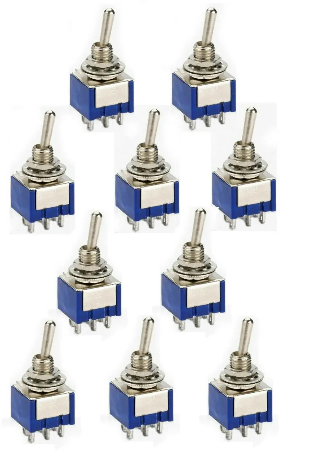 5 шт. миниатюрный переключатель двухполюсный двойной DPDT (MTS202)-ON 120VAC 6A 1/4 дюйма
