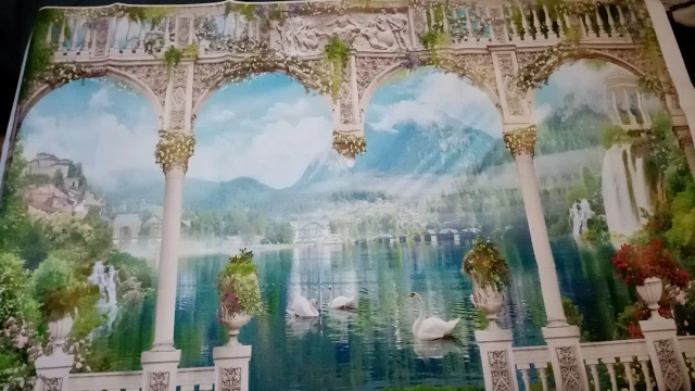 Винтажные фоны для фотосъемки с изображением арочной двери весенней лозы лебедя