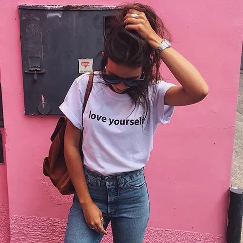 

Women Vogue T-shirt Love Yourself Print Funny T-shirt 2020 New Summer Female Casual Harajuku Tops Short Sleeve T Shirt