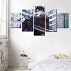 5 панелей Леви атака на постер Титан японская мультяшная ролевая живопись аниме Декор стена искусственная рамка