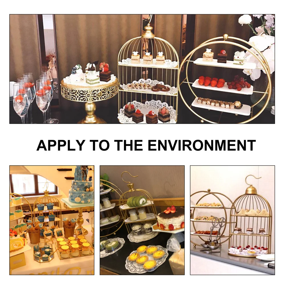 

20cm Wrought Iron Bird Cage Shaped Dessert Display Stand Table Decoration Multi-layer Cake Rack Snack Holder Metal Rack Banquet