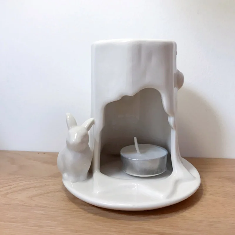 Cute rabbit stump aromatherapy furnace candle holder ceramic crafts wedding European style home accessories gifts | Дом и сад