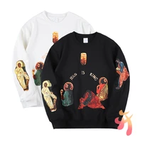 oversize kanye west sweatshirts jesus is king mens womens high quality foam printing pullover kanye casual hiphop sweatshirts