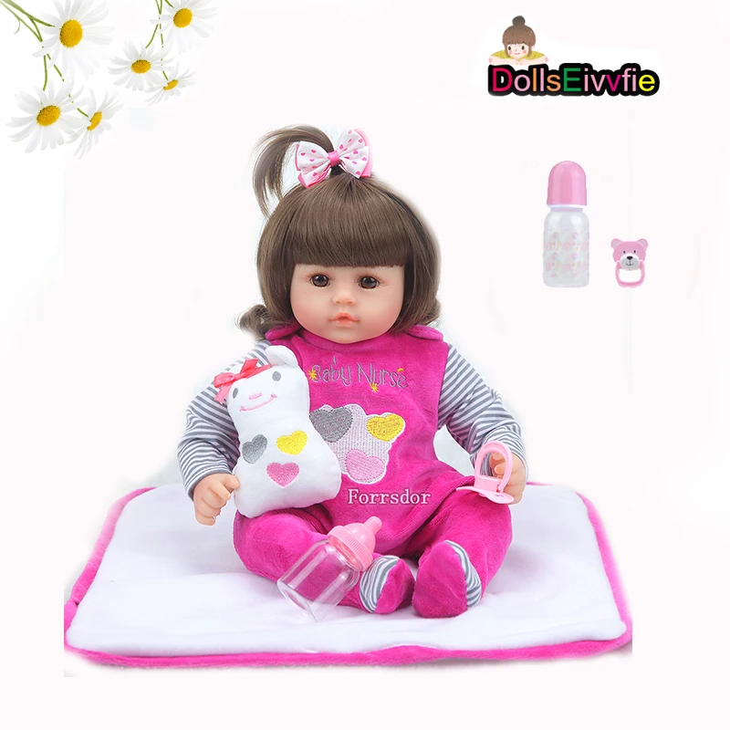 18''charm reborn baby Bonecas реалистичное детское платье с бантом силиконовая кукла