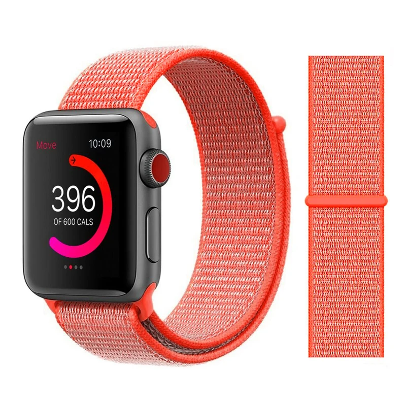 Для наручных часов Apple Watch, версии 3/2/1 38 мм 42 мм нейлон мягкий дышащий нейлон для наручных часов iWatch, сменный ремешок спортивный бесшовный series4/5 40 мм 44 мм - Цвет ремешка: 4 Spicy Orange