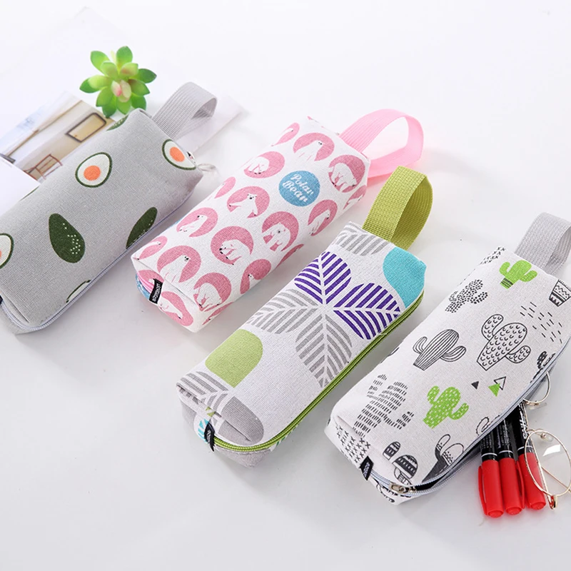 

Индивидуальная косметичка, канцелярская сумка, кактус, авокадо, Панты, холщовая косметическая сумка для кистей, чехол для карандашей, косме...