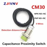 M30 NPN PNP Capacitance Proximity Sensor Switch 10-30VDC NO+NC 4 Wires Distance 15mm for Counter and Detect the Material Level