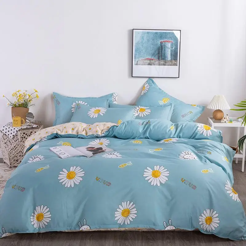 

Simple style home textile sanding quilt cover, four-piece cotton non-balling soft and skin-friendly oversized four-piece bedding