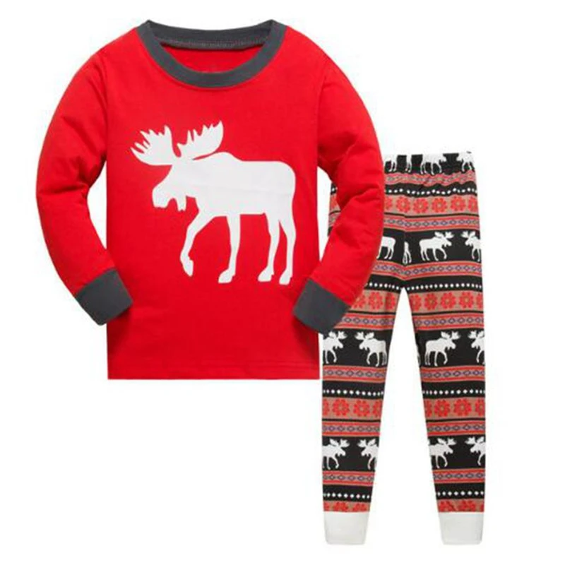 Новый пижамный комплект для мальчиков с длинным рукавом детская Рождественская