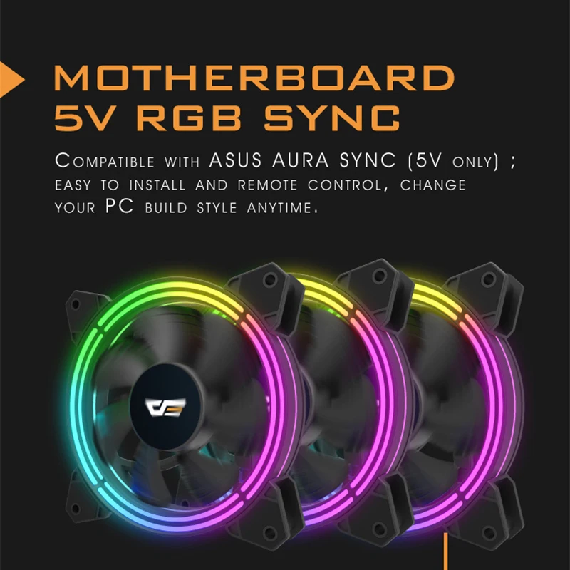 Охлаждающий вентилятор для ПК darkFlash 120 мм тихий с ИК-пультом ДУ красочный веер CF11