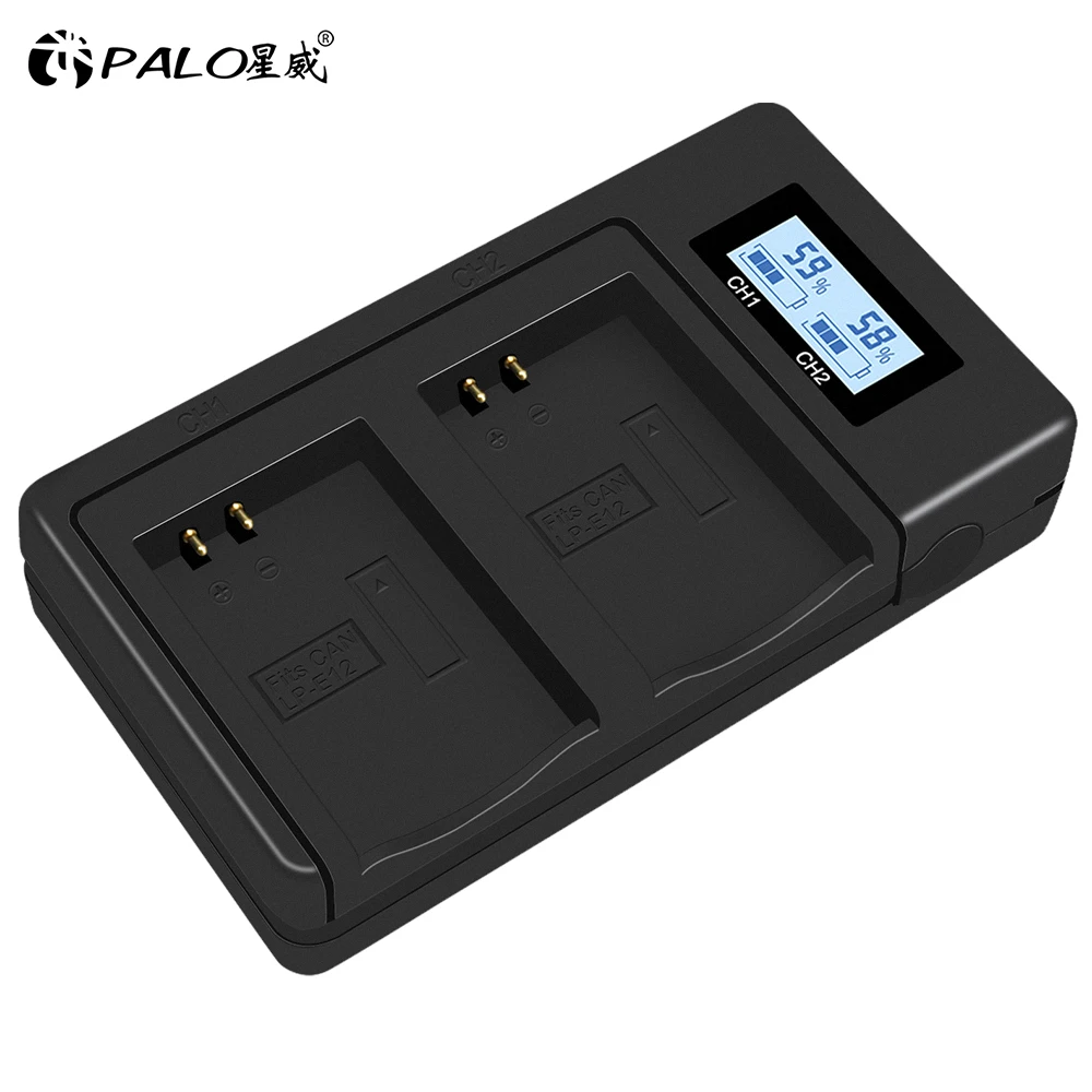 PALO LP-E12 LPE12 LP E12 ЖК-дисплей USB двойная цифровая камера зарядное устройство для Canon M 100D Kiss X7 Rebel SL1 EOS M10 EOS M50 DSLR