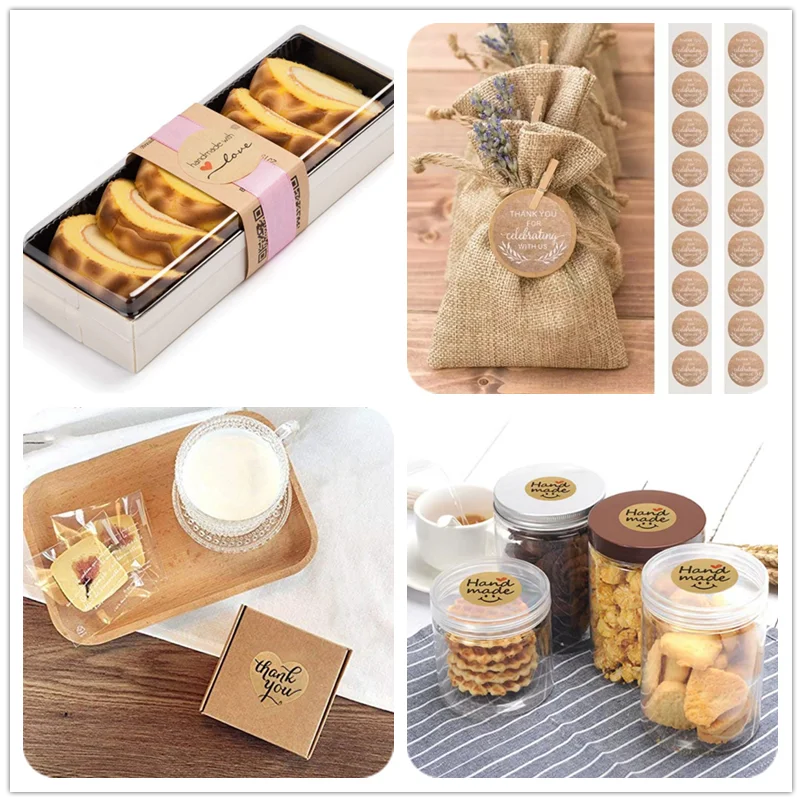 Несколько стилей 500 этикеток в рулоне круглые натуральные крафт наклейки