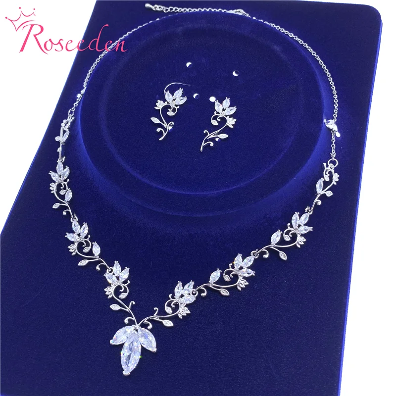Женский ювелирный комплект из колье и серёг с фианитом|Ювелирные наборы| |