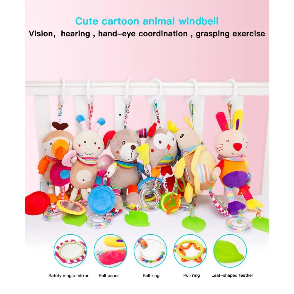 

LeadingStar Baby Windbell Cartoon Animal Stroller Hanging Bell Newborn Wind Chime Comfort Plush Toy