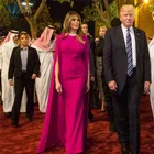 Вечернее платье цвета фуксии Sevintage, в пол, с длинным рукавом, в стиле красной дорожки, в арабском стиле, выпускные платья с бисером