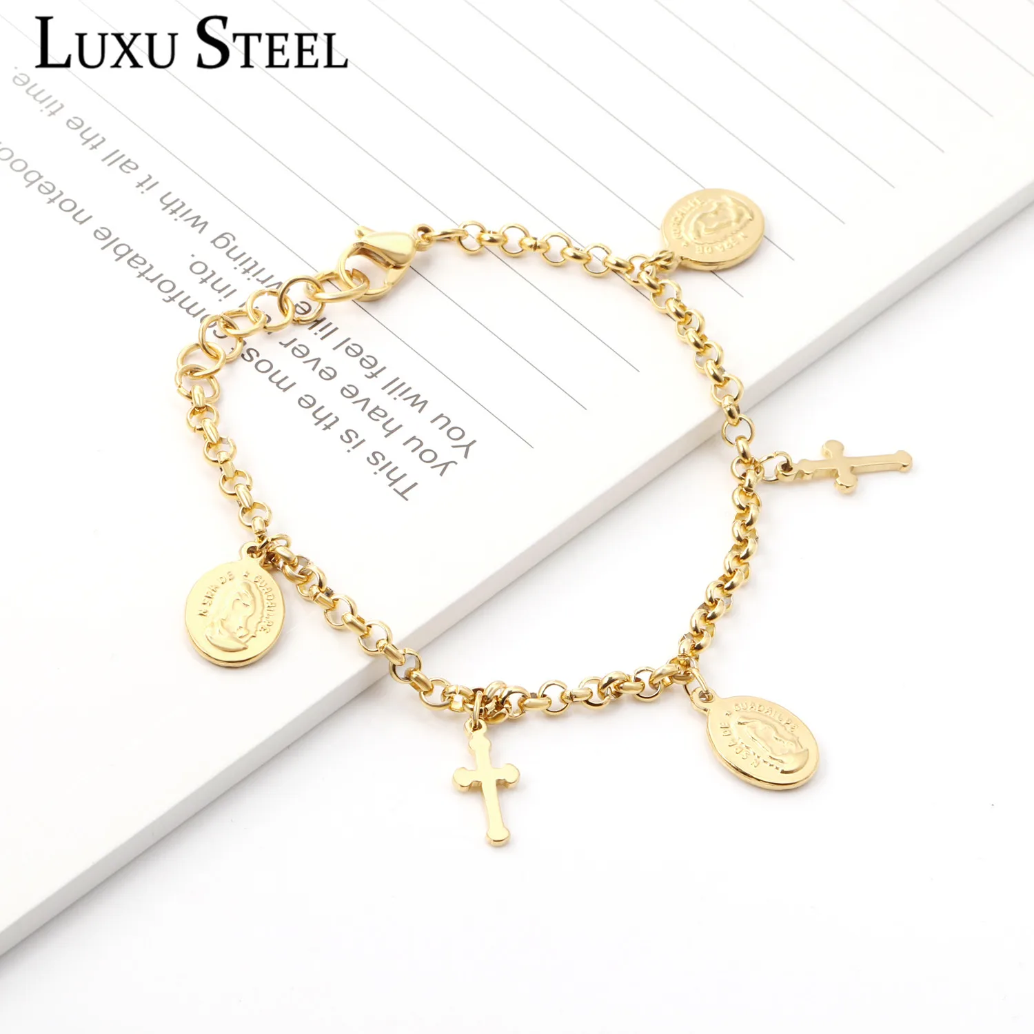 Роскошные стальные женские золотые браслеты цветные кубинские звенья цепи с