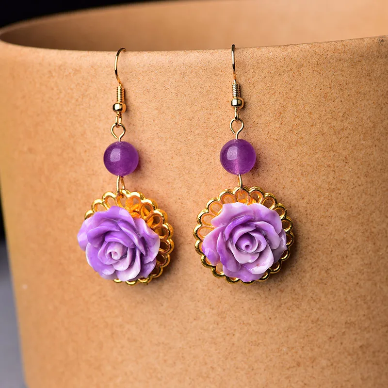 Модная одежда в китайском этническом стиле Стиль Ретро ювелирные изделия Серьга