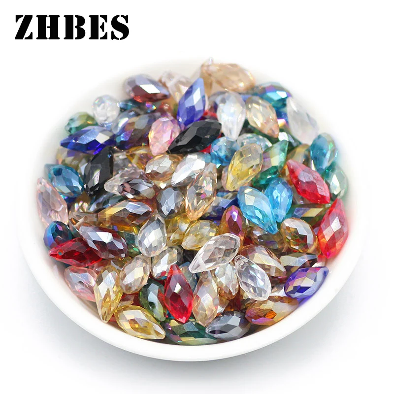 

ZHBES 6x12mm 50pcs Waterdrop Shape Pendant AB Color Austrian Crystal Spacer Loose Beads For Jewelry Making DIY Bracelet Findings