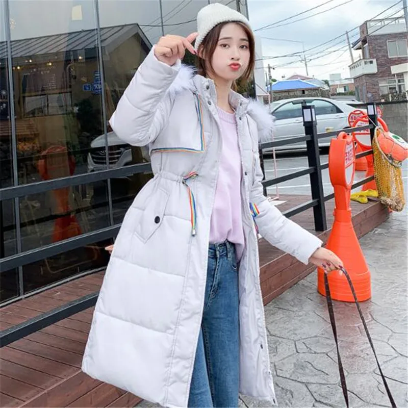 Большой меховой воротник студенческое свободное хлопковое пальто Женская