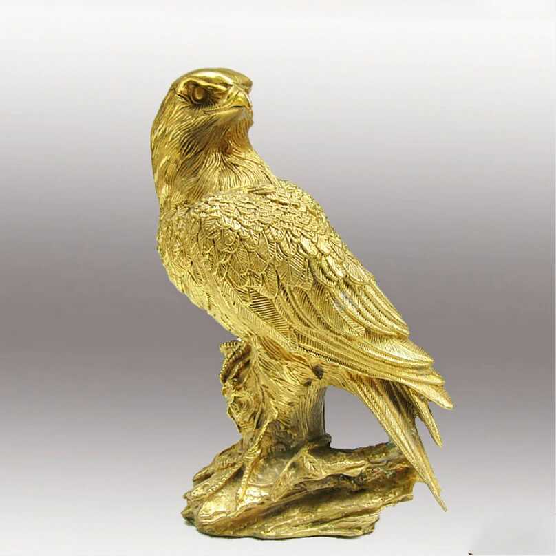 

Рождественский подарок, коллекционная голова животного, настоящие статуи из чистой латуни, китайская латунная резная скульптура счастливого орла, стоячие птицы
