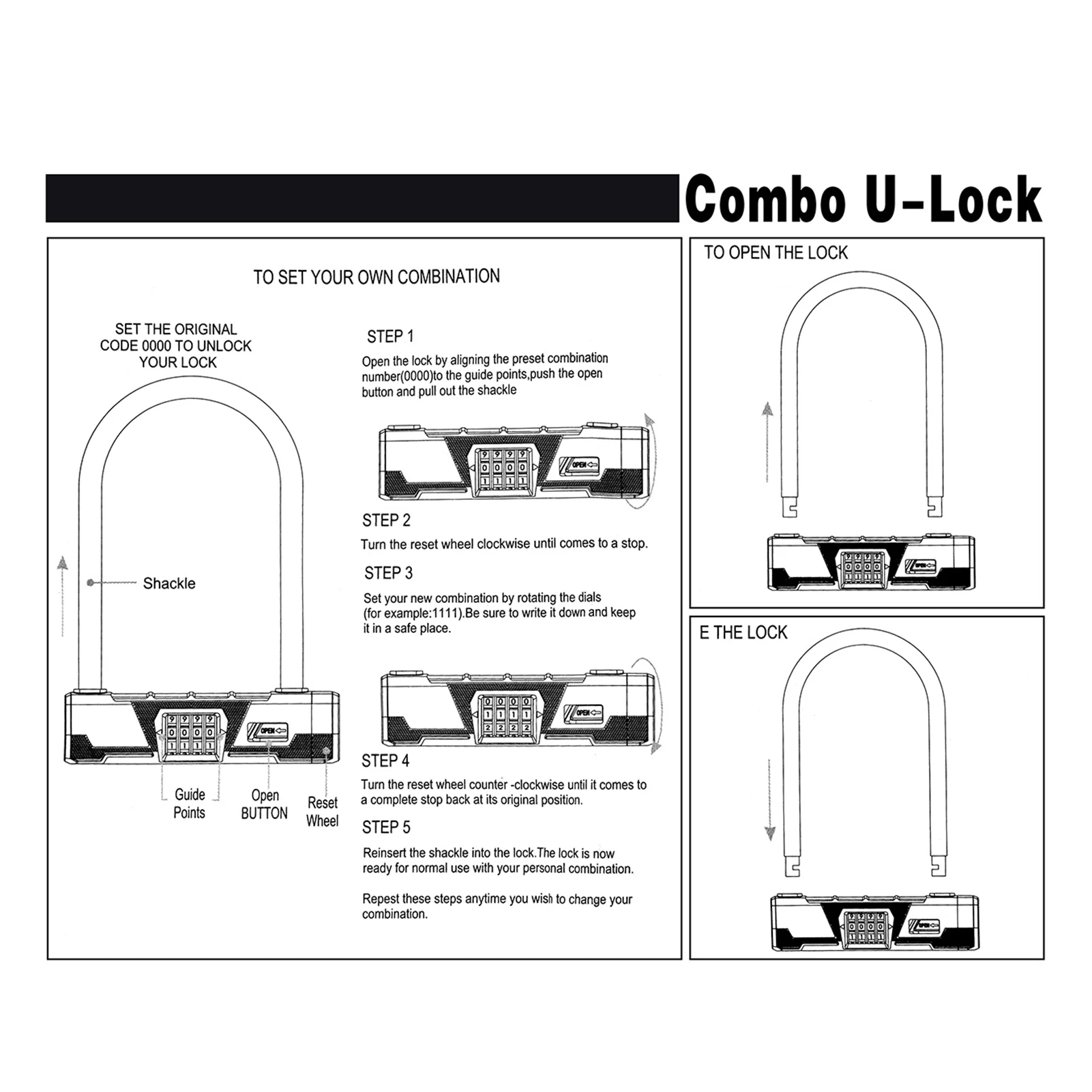 

Bicycle U Lock Anti-theft Bike Password Lock Heavy Duty Combination U Lock Bike Locks Bike Safety Tool Bike
